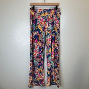 Trina Turk Retro 80'sPaisley Print Colorful Roll Top Pants size Large